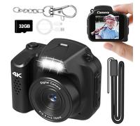 Mini fotocamera digitale 4K 64 MP, piccola fotocamera digitale tascabile retrò nostalgia con luce LED e scheda micro SD da 32 G, adatta per adolescenti, bambini e principianti di fotografia, colore