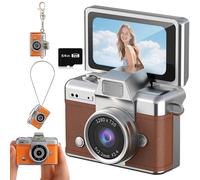 Mini fotocamera digitale con schermo LCD da 1,47 pollici e sensore CCD 1080P, colore marrone.