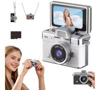 Mini Fotocamera Digitale Con Schermo Lcd Da 1,47 Pollici, Fotocamera Digitale Retrò Impermeabile Con Display Ribaltabile E Risoluzione 1080p, Fotocamera Tascabile Portatile E Compatta(White,64G)