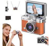 Mini Fotocamera Digitale Con Schermo Lcd Da 1,47 Pollici, Fotocamera Digitale Retrò Impermeabile Con Display Ribaltabile E Risoluzione 1080p, Fotocamera Tascabile Portatile E Compatta(Orange,8G)