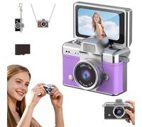Mini Fotocamera Digitale Con Schermo Lcd Da 1,47 Pollici, Fotocamera Digitale Retrò Impermeabile Con Display Ribaltabile E Risoluzione 1080p, Fotocamera Tascabile Portatile E Compatta(Purple,16G)