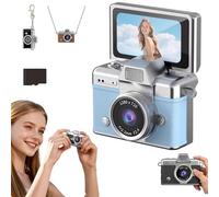Mini Fotocamera Digitale Con Schermo Lcd Da 1,47 Pollici, Fotocamera Digitale Retrò Impermeabile Con Display Ribaltabile E Risoluzione 1080p, Fotocamera Tascabile Portatile E Compatta(Blue,32G)