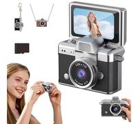 Mini Fotocamera Digitale Con Schermo Lcd Da 1,47 Pollici, Fotocamera Digitale Retrò Impermeabile Con Display Ribaltabile E Risoluzione 1080p, Fotocamera Tascabile Portatile E Compatta(Nero,128G)