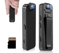 Mini fotocamera per il corpo, portatile, 1080p, con visione notturna e rilevamento del movimento, indossabile per ufficio, forze dell'ordine, guardia di sicurezza (scheda di memoria integrata da 64 GB