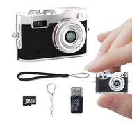 Mini fotocamera portachiavi, videoregistratore 1080p, display da 0,96", 12 MP, retro compatto con scheda SD da 16 GB, adattatore USB, batteria da 200 mAh, fotocamera digitale per bambini, studenti