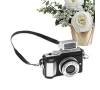 Mini fotocamera retrò - migliora istantaneamente il realismo della casa delle bambole, modello riflesso in scala 1:12 con rumore di chiusura, tracolla rimovibile + flash LED interno, solido metallo in