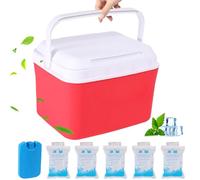 Mini fresco più fresco, piccolo coolier duro isolato da 5qt, piccola ghiacciaia portatile con manici, mini box da pranzo per campeggio da picnic in spiaggia, rosso