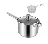 Mini friggitrice - Pentola in acciaio inox con cestino, pentola compatta per friggitrice, piccola padella con colino | 0lla per friggere velocemente per pesce, pollo, snack, uso in cucina | cottura