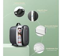Mini frigo 5 litri/6 lattine, alimentatore USB aggiuntivo, bevande e cura della pelle Mini frigo per camera da letto, auto, dormitori, scrivania da ufficio, nero [Mini Frigo Multifunzionale]Questo fri