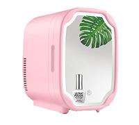 Mini Frigo 8 Litri Beauty Trucco Specchio Frigoriferi Portatile 2 in 1 Cibo Che Riscalda Il Dispositivo di Raffreddamento con Luce LED per La Cura della Pelle E Cosmetici AC + DC (Color : Pink)