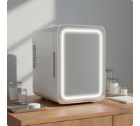 Mini Frigorifero con Specchio LED Raffreddamento e Riscaldamento per Scrivania