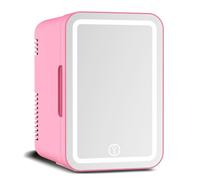 Mini frigorifero da 6 litri, refrigeratore e scaldavivande con specchio LED a 3 colori, frigorifero portatile for la cura della pelle, cosmetici, bevande