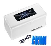 Mini frigorifero portatile per insulina, mini borsa frigo con display LED, temperatura 2-8 °C, frigorifero per medicinali e auto, grande spazio, batteria al litio da 10200 mAh, 3 batterie