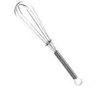 Mini frusta a mano in acciaio inox 430 con manico a molla, frusta manuale compatta e miscelatore per panna per piccole cucine e viaggi, facile da pulire, utensile da cucina argento (13,5 cm)