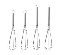 Mini frusta da 4 pezzi, frusta portatile in acciaio inox, frusta a filo spesso, frullatore a mano, mini utensile da forno per cucinare, sbattere, mescolare in cucina (13,5 cm + 18 cm)