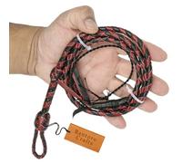 Mini frusta tascabile in pelle, 91 cm di lunghezza, colore rosso e nero