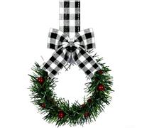 Mini ghirlanda in plastica per decorazioni per interni per le vacanze, da appendere alla finestra, sfondo della fattoria, ghirlanda natalizia con fiocco (nero)