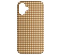 Mini Gingham Fall Pattern Mocha Coffee Aesthetic Case Custodia per iPhone 16 Plus