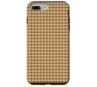 Mini Gingham Fall Pattern Mocha Coffee Aesthetic Case Custodia per iPhone 7 Plus/8 Plus