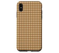 Mini Gingham Fall Pattern Mocha Coffee Aesthetic Case Custodia per iPhone XS Max
