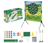 Mini Golf Adventure - Kit divertente per mini golf, materiale in flanella PP per interni ed esterni, 98 x 74 x 50 cm, include bastoncini, palle, tappetini, con pali e bandiere | per Party L
