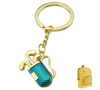 Mini Golf Club, portachiavi mini borsa da golf | Portachiavi tubo | Golf Club Zinco, decorazioni per zaino 2D, regali di compleanno e di Natale per papà, oro blu, Se référer au descriptif