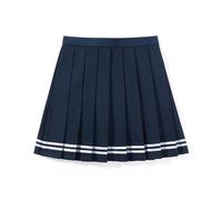 Mini gonna da donna, casual, a pieghe, versatile, con linee ad A, minigonna per studentessa, blocco di colore plissettato, da golf, a vita alta, da tennis, uniforme per la scuola, O blu scuro, L