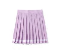 Mini gonna da donna, casual, a pieghe, versatile, con linee ad A, minigonna per studentessa, blocco di colore plissettato, da golf, a vita alta, da tennis, uniforme per la scuola, O viola chiaro, XXL