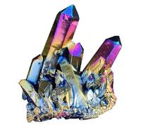 Mini grappolo di quarzo arcobaleno rivestito in titanio naturale colorato, da collezione, per la guarigione dell'energia Reiki, grappolo di cristalli rari irregolari e ruvidi, per la decorazione di