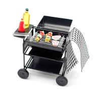Mini Grill Outdoor 1:12 Scala Grill Stufa in miniatura Utensili da cucina con cibo barbecue finto, simulazione mobili per la casa per bambole per la casa delle bambole Mini