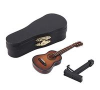 Mini Guitar - Display modello di chitarra in legno in miniatura Mini ornamenti musicali Craft Home Decor (marrone 10cm)