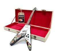 mini guitar flying V JIMI HENDRIX Psychedelic tribute model + hard case box miniature in scala 1:4 chitarra in miniatura con custodia da collezione music gadget rock memorabilia