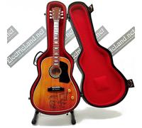 Mini Guitar John Lennon peace + hard case box scale 1:4 miniature collectible