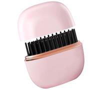 Mini Hair Straightener 2-in-1 Heated Brush | 25W, 3.7V, 30s Fast Heat | USB Portable Styling Tool For Travel | Anti-Scald, Black/Pink, 8.8x8.3cm
