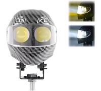 Mini Helmet Fog Light,Universal Helmet-Style Motorcycle Fog Lamp,Waterproof White Yellow Dual Color Auxiliary Driving LED,Headlights with Mounting Accessories for Night Riding (Grey)