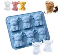 Mini Highland Cow Cube Ice Mold, Cute 3D Highland Cow Silicone Cube Ice Tray for Drinks Whiskey Cocktails Coffee, Reusable Cattle Funny Shaped Ices Mold for Parties Bar Gifts