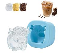 Mini Highland Cow Cube Ice Mold, Cute 3D Highland Cow Silicone Cube Ice Tray for Drinks Whiskey Cocktails Coffee, Reusable Cattle Funny Shaped Ices Mold for Parties Bar Gifts