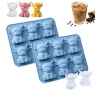 Mini Highland Cow Cube Ice Mold, Cute 3D Highland Cow Silicone Cube Ice Tray for Drinks Whiskey Cocktails Coffee, Reusable Cattle Funny Shaped Ices Mold for Parties Bar Gifts