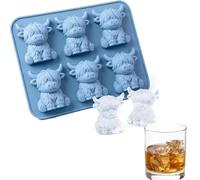 Mini Highland Cow Ice Cube Mold, 3D Highland Cow Ice Cube Tray, Cute Cattle Silicone Ice Tray for Whiskey Cocktails Coffee, Reusable Silicone Mold for Drinks, Parties, Gift (6-Pack-1set)
