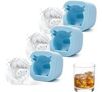 Mini Highland Cow Ice Cube Mold, 3D Highland Cow Ice Cube Tray, Cute Cattle Silicone Ice Tray for Whiskey Cocktails Coffee, Reusable Silicone Mold for Drinks, Parties, Gift (3set)