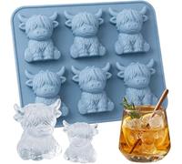 Mini Highland Cow Ice Cube Mold,3D Silikonform für Eisküfel in Kuhform,Silikon-Tier-Eisküfelform für Chocolate,Bonbons, Gelee, deliziosità fatte da soli (A)