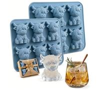 Mini Highland Cow Ice Cube Mold, Stampo per cubetti di ghiaccio a forma di mini mucca delle Highlands in silicone 3D,Ideale per cioccolato, gelatine, dolci fatti in casa, nonché whisky e cocktail.