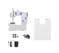 Mini Home Small Double Speed Household Portable Night Light Foot Pedal Straight Two Thread Beginner(EU PLUG with Table)