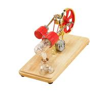 MINI HOT AIR STIRLING MOTORE MODELLO A LED GENERATORE DI SCIENZA EDUCATIONALE KIT BAMBINI (Oro e rosso)