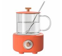 Mini HTeiera multifunzionale Caldaia for il latte Teiera in vetro Muto Il suono Piastra riscaldante in alluminio pressofuso spesso Corpo a tazza divisa 400 ml(Red)