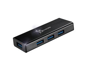 Mini Hub USB 3.0 j5create JUH340-N 4 Porte 5 Gbps Nero Alluminio 0,6 m