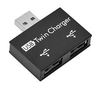 Mini Hub USB, DC 5V USB 2.0 Maschio a Kit Adattatore per Doppio Caricatore USB a 2 Porte, Doppia Porta per Caricabatterie USB per Ricarica(nero)