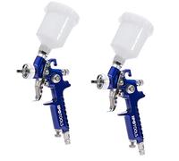 Mini HVLP Pistola per Verniciare a Spruzzo - Set Con 2 Pistole, Ugello in Plastica da 600 ml e Ugello in Acciaio Inox 0,5 mm & 0,8 mm Antiruggine