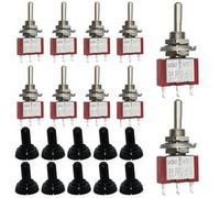 Mini interruttore a levetta, Dujelixa 3pin 3posizioni interruttore di ripristino bilaterale, 6mm ritagliato MTS-123 interruttore 10pezzi, SPDT con cappuccio impermeabile M6 AC125V 6A(250V/3A)