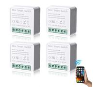 Mini Interruttore Intelligente Wi-Fi Fai da te - 4 Pezzi Modulo Smart Switch a 1 Via - Controllo Luce Domestica Compatibile